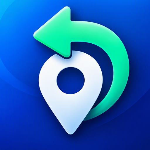 SpotBack app icon: a location pin with an arrow curving back